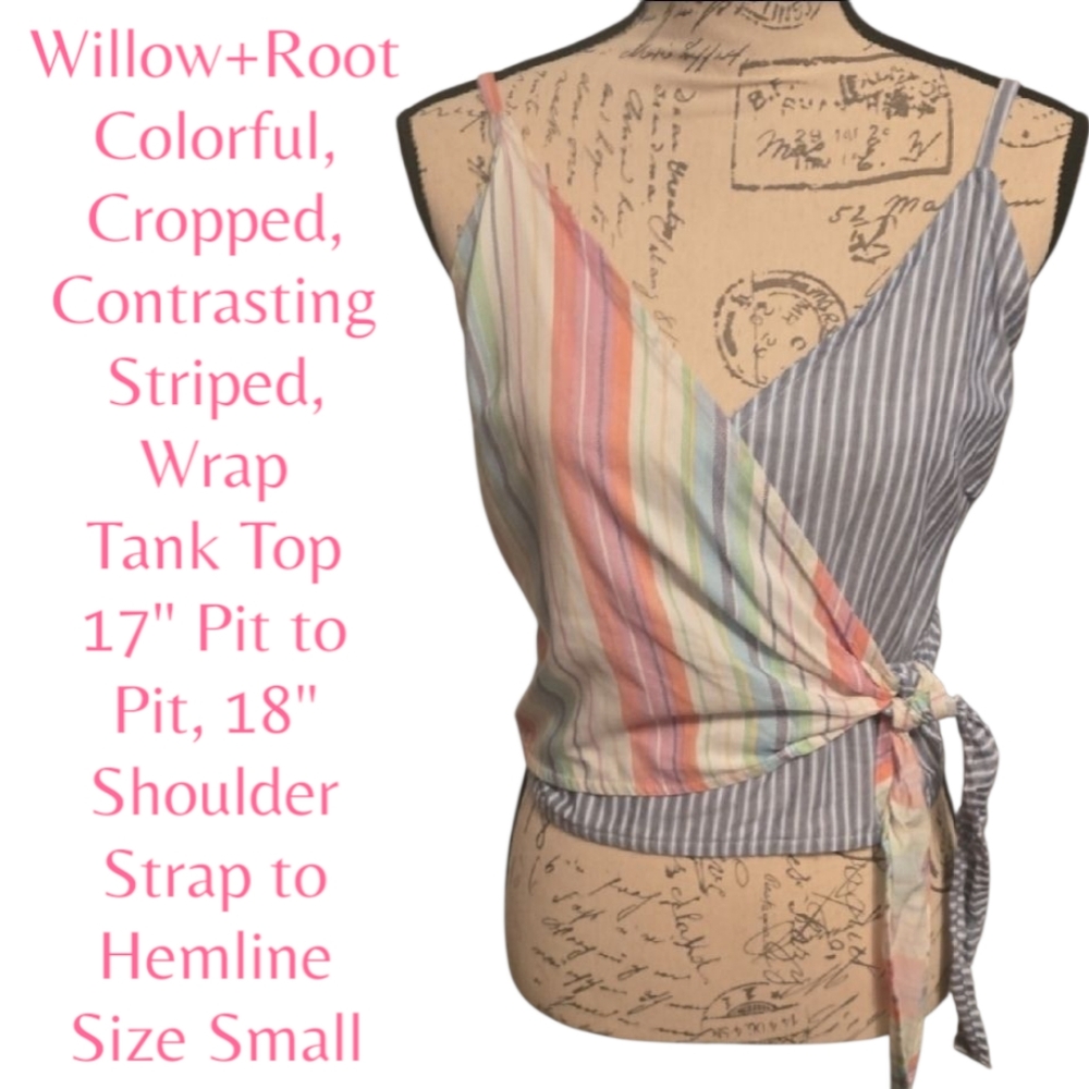 Willow+Root Sleeveless Wrap Crop Tank Top Small Nwot